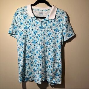 Croft & Barrow the classic polo‎ women’s L floral short sleeve collared cotton